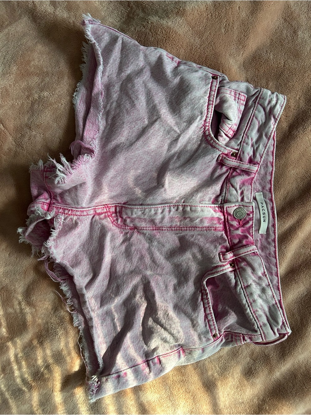 PacSun Light Pink Tie-Dye Denim Cutoff Shorts